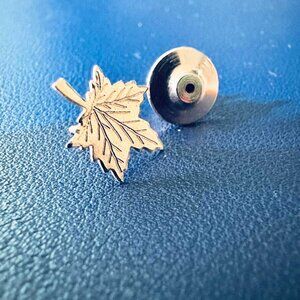 Nickel Plated Canadian Maple Leaf Lapel Pin or Tie Tack